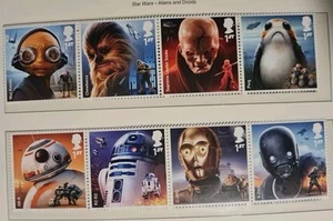 GB - 2017 - "Star Wars - Aliens & Droids" Complete Set Of 8 1st Class Stamps-MNH - Picture 1 of 1