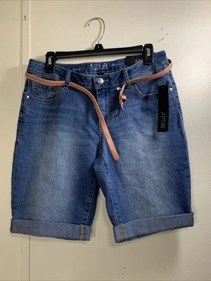 Pantalones cortos de jean bermudas de tiro medio para mujer talla 8 con cinturón Apt 9 denim suave elástico NUEVO Foto 1 de 4