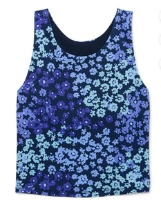Athletic Works Girls Active Longline Bra Top Small (6-6X) Floral Blue UPF 30 NWT - Picture 1 of 4
