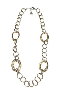 Moderne Dana Buchman goldfarbene ovale Doppelgliederkette Bahnhofskette 31" schwer - Bild 1 von 24