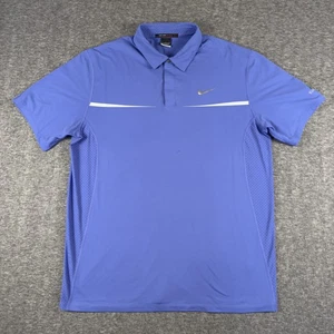 Nike Tiger Woods Polo Shirt Mens Large Blue Dri-Fit Golf Lake Winnipesaukee Club - Picture 1 of 12