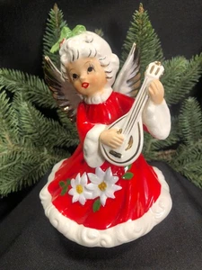 Vintage Weihnachten ~ musikalische Engel Figur ~ Porzellan Engel ~ drehbar ~ Japan - Bild 1 von 11