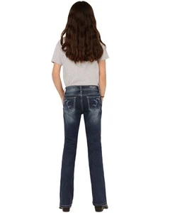 Grace in LA Girls' Medium Wash Horse Outline Bootcut Jeans - TB51728 - Picture 1 of 7