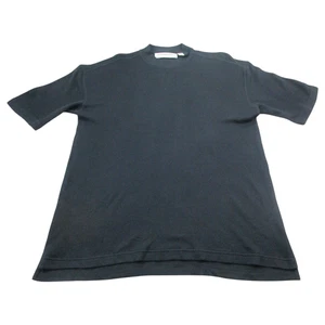 Jhane Barnes Knitted T-Shirt Mens M Black Silk Heavyweight Short Sleeve High Low - Picture 1 of 9