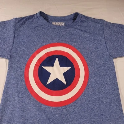 Marvel Captain America Crew Neck Short Sleeve T-Shirt Youth Boys Size XL Blue - Image 1 of 4