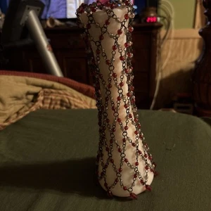 Vintage rot Glas Dutt Wrap Schlauchschal Renaissance Haarbedeckung Haardraht - Bild 1 von 20