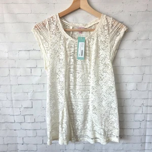 Pixley Carlie Lace Top Size S Ivory Stretch Romantic Angel Grunge Fairy NEW - Picture 1 of 7