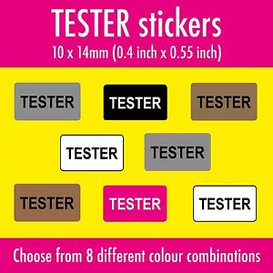 Silver 8 x 14mm (0.4 x 0.55 inch) 'Tester' Stickers Labels - Choose Your Colour - Picture 1 of 9