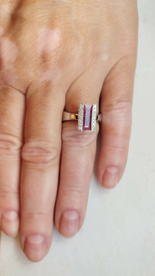 ANILLO DIAMANTE RUBÍ NATURAL PLATINO ALTA CALIDAD TALLA 5,75 15,9 GR Foto 1 de 4