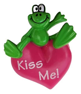 Easter Unlimited PIN Valentines Vintage FROG Green Kiss Me HEART 1990s Brooch - Picture 1 of 3