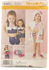 Simplicity Pattern 1380 Child's Swimsuit Play Suit Cover Up Hat 18" Doll 3-8 UC