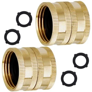 2 Pack 3/4" Heavy Duty Brass Garden Hose Adapter With Dual Swivel For Male Hose - Picture 1 of 7