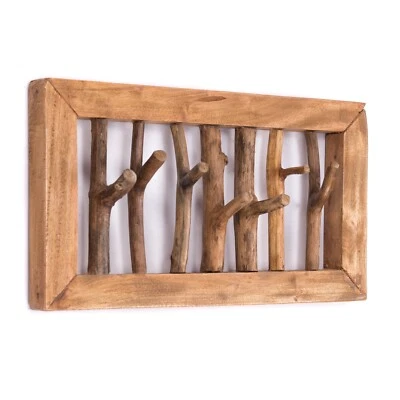 GARDEROBENLEISTE"LEONOR 50" | Holz, 7 Haken | Äste Wandhaken, Deko Hakenleiste - Bild 1 von 4