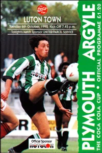Copa Liga Coca-Cola 1992/93 PLYMOUTH ARGYLE V LUTON TOWN 06-10-1992 - Imagen 1 de 1