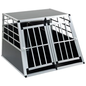 Double Door Pet Car Transport Cage Aluminium Travel Dog Trapezoidal Crate Box - Picture 1 of 7