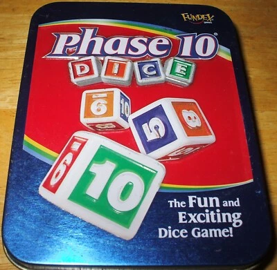 Fundex Phase 10 Dice Game 2004 in BLUE Tin contents R 100% COMPLETE & EXCELLENT! - Image 1 of 2