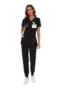 Scrubs for Women Set - Stretch V-Neck Scrub Top & Jogger Pant with 8 Pockets ... - Picture 1 of 8