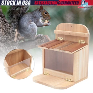 Outdoor Squirrel Feeder Hanging Squirrel Feeding Box Wooden House fit Yard Tree - Picture 1 of 13