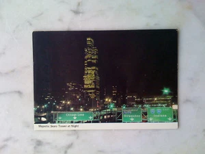 1 Ansichtskarte Chicago: 1.Sears Tower at Night and Expressway, Illinois, ungel. - Bild 1 von 2