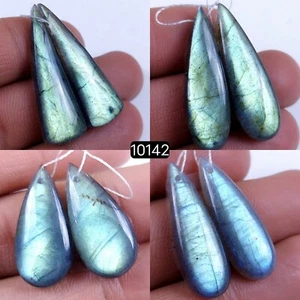 Lote de 4 pares de piedras preciosas cabujón labradorita natural de 113 quilates 35x12 25x12 mm #R-10142 - Imagen 1 de 3