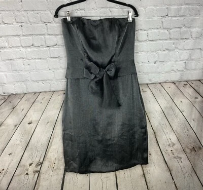 Vestido de fiesta formal sin tirantes con lazo metálico gris The Limited para mujer talla 8 nuevo con etiquetas Foto 1 de 4