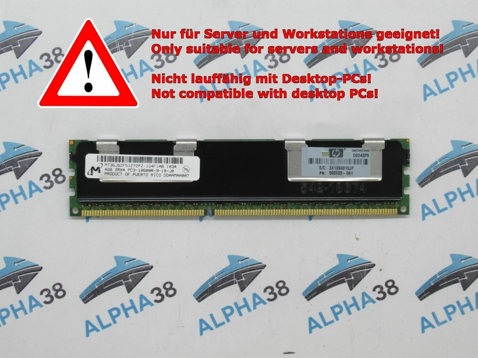 Micron 4 Go RDIMM ECC Reg DDR3-1333 A+ Serveur 1U 1042G-LTF RAM Serveur - Photo 1/1