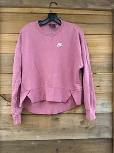 Nike Club Fleece Crew Pullover Felpa Rosa Oversize Donna XSmall - Foto 1 di 12