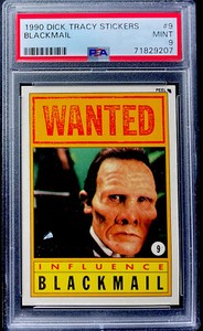 PSA 9 1990 Dick Tracy Topps Sticker Card #9 Influence Blackmail