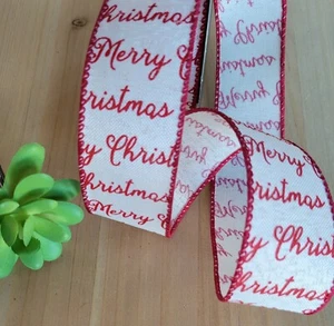 1,5 Zoll (5 Yards) verdrahtet Frohe Weihnachten Band Geschenkverpackung Kränze Handwerk - Bild 1 von 1