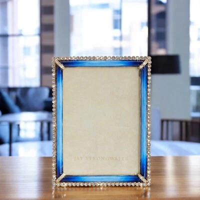 Jay Strongwater Lucas Stone Edge 5" x 7" Frame - Lapis SPF5511-261 - Image 1 of 3