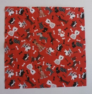 Layout 2 - Dogs and Single Poodle Fabric Cotton 1 Square of 10 1/2" x 10 1/2" - Image 1 of 4