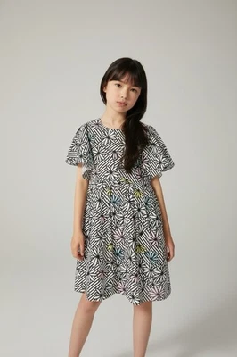 SONIA RYKIEL девочек 5 маргаритки графический печать мини-платье короткий рукав белый хлопок - Изображение 1 из 4