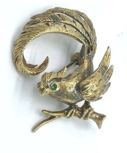 PIN BROCHE PÁJARO DIAMANTES DE IMITACIÓN ORNAMENTADOS DANECRAFT PLATA ESTERLINA PLACA DE ORO DE COLECCIÓN - Imagen 1 de 5