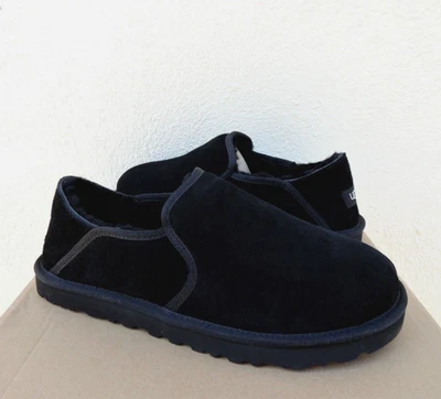 UGG KENTON BLACK SUEDE/ SHEEPSKIN COMFORT SLIPPERS, MEN US 12/ EUR 45 ~NIB - Image 1 of 4