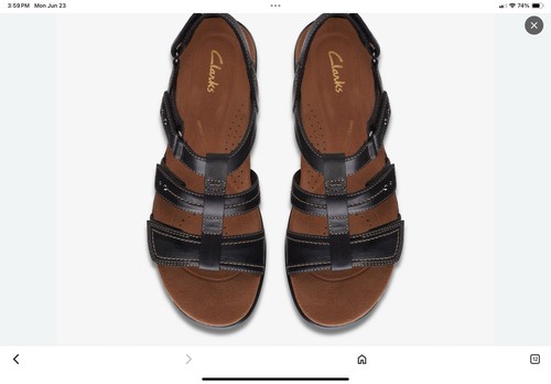 Sandali donna Clarks Kitly Step pelle nera misura 8 5M regolabili esauriti nuovi