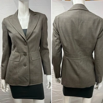 Chaqueta Blazer Traje Chaqueta Worth Para Mujer 4 Costuras en Contraste Topo Mezcla Lana 2 Botones Foto 1 de 4