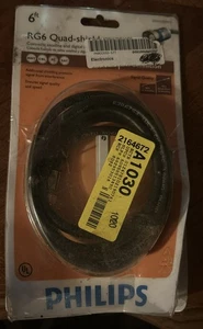 Cable coaxial Philips 6 pies RG6 cuatro escudos - HDTV optimizado - NUEVO - SDW5202W - Imagen 1 de 3