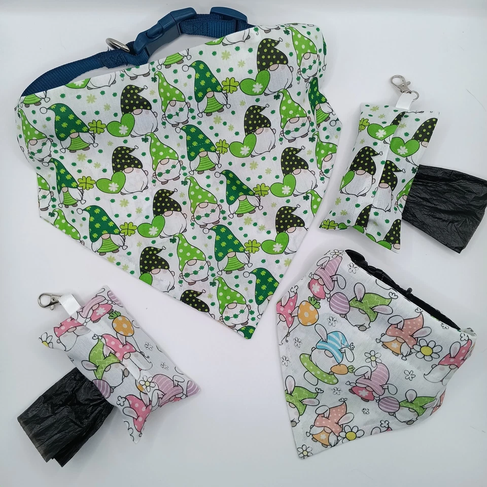 Gnomo Día de San Patricio Pascua Reversible Sobre el Cuello Perro Bandanas Foto 1 de 4