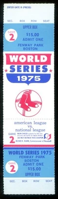 1975 World Series Game 2 Полный Билет Пруф Red Sox Reds Upper Box Fenway Park - Изображение 1 из 2