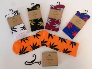 5 Pairs Lot Marijuana Weed Pot Leaf Thin Crew Skateboarding Socks Color comboE4 - Picture 1 of 3