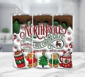 North Pole Hot Chocolate Christmas Winter Warm Stainless Steel Tumbler - 20 Oz - Picture 1 of 3