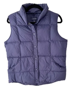 Lands End Goose Down Nylon Puffer Vest Womens Sz M 10-12 Navy Pockets Quilted - Picture 1 of 3