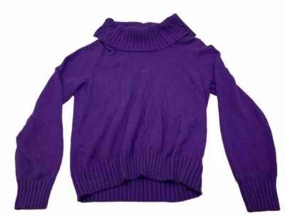 Suéter Jeanne Pierre para mujer cuello alto tejido púrpura 100 % algodón, talla grande usado Foto 1 de 4