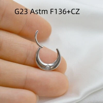 10pc G23 Titanium CZ Moon Earring Tragus Daith Ring Nose Clicker Body Piercing - Image 1 of 4
