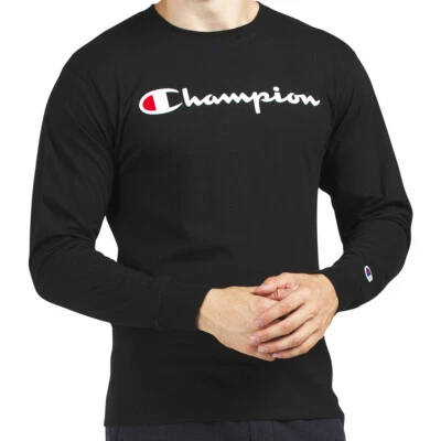 CAMISETA MANGA LARGA CUELLO REDONDO NEGRA PARA HOMBRE NUEVA CON ETIQUETAS CHAMPION PRECIO DE VENTA SUGERIDO POR EL FABRICANTE $54.99 TALLA S Foto 1 de 4