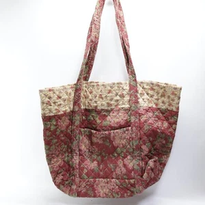 Vtg Peking Handicrafts Tote Handbag XL Burgundy Quilted Floral Shoulder Bag - Picture 1 of 9