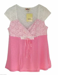 John Baner  Shirt Tunika mit Spitze Longtop Top  Gr 36 38 S   türkis + rosa  neu - Bild 1 von 5