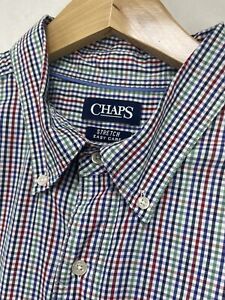 Chaps 2XB Button Front Long Sleeve Big and Tall Shirt Multicolor Plaid Mens