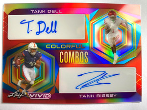 2023 Leaf Vivid Combos Red #44 Tank Dell & Tank Bigsby Dual Autograph RC #5/8