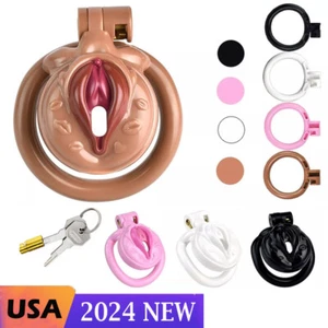 Resin Male Chastity Device Super Small Cage Men Sissy Locking Belt 4 Rings - Picture 1 of 52